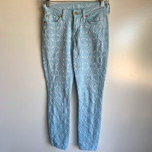 7 For All Mankind Ankle Gwenevere Tiffany Blue Jeans Size  25